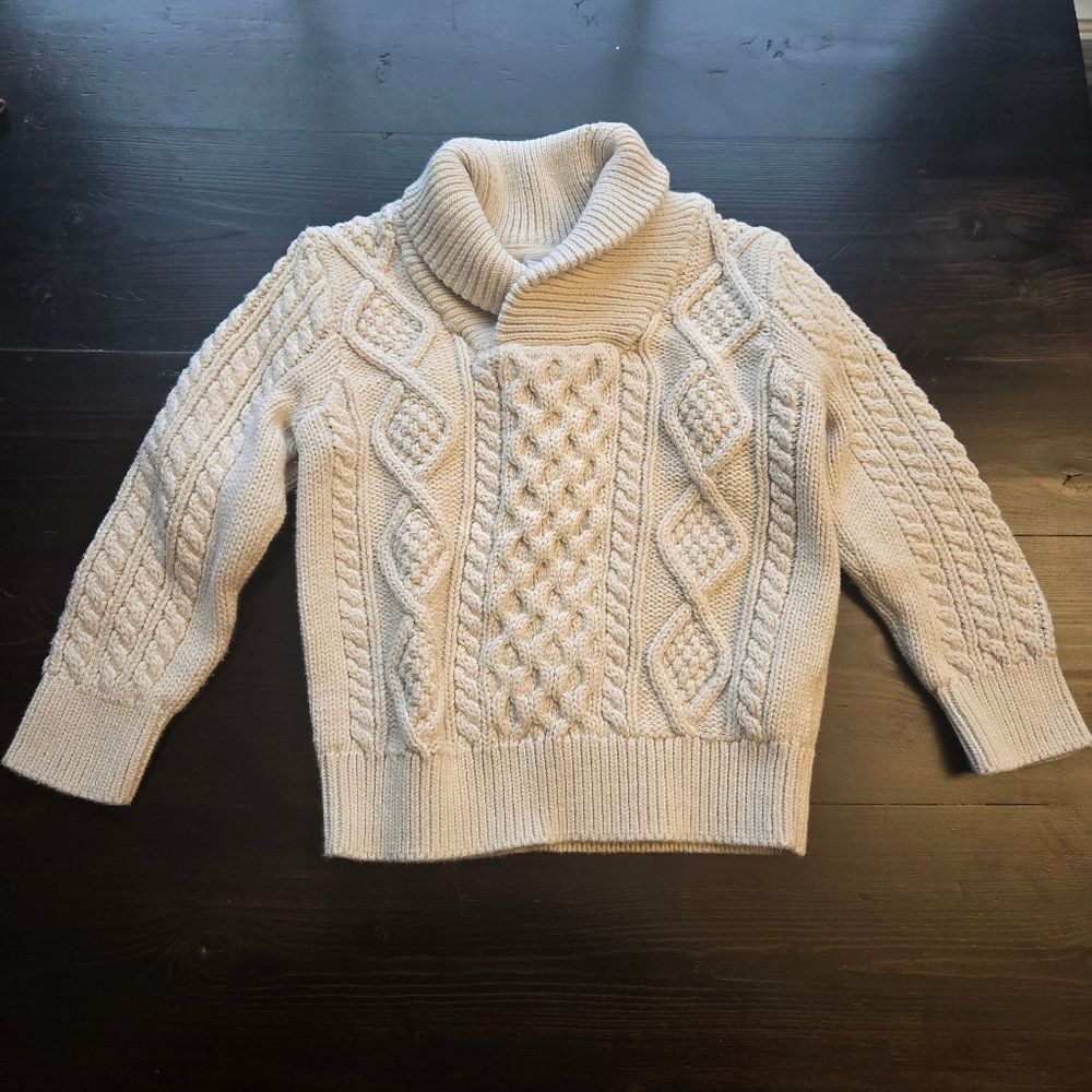 GAP Toddler Ivory Cream Cable Knit Pullover 100% Cotton Sweater